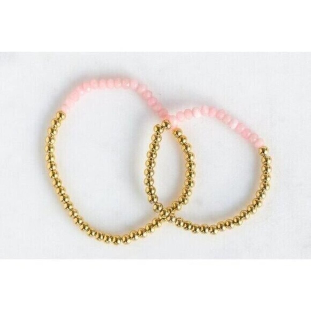 Pink Opal Matching Bracelet for Mom and Daughter Bracelet Waterproof Gold Beaded